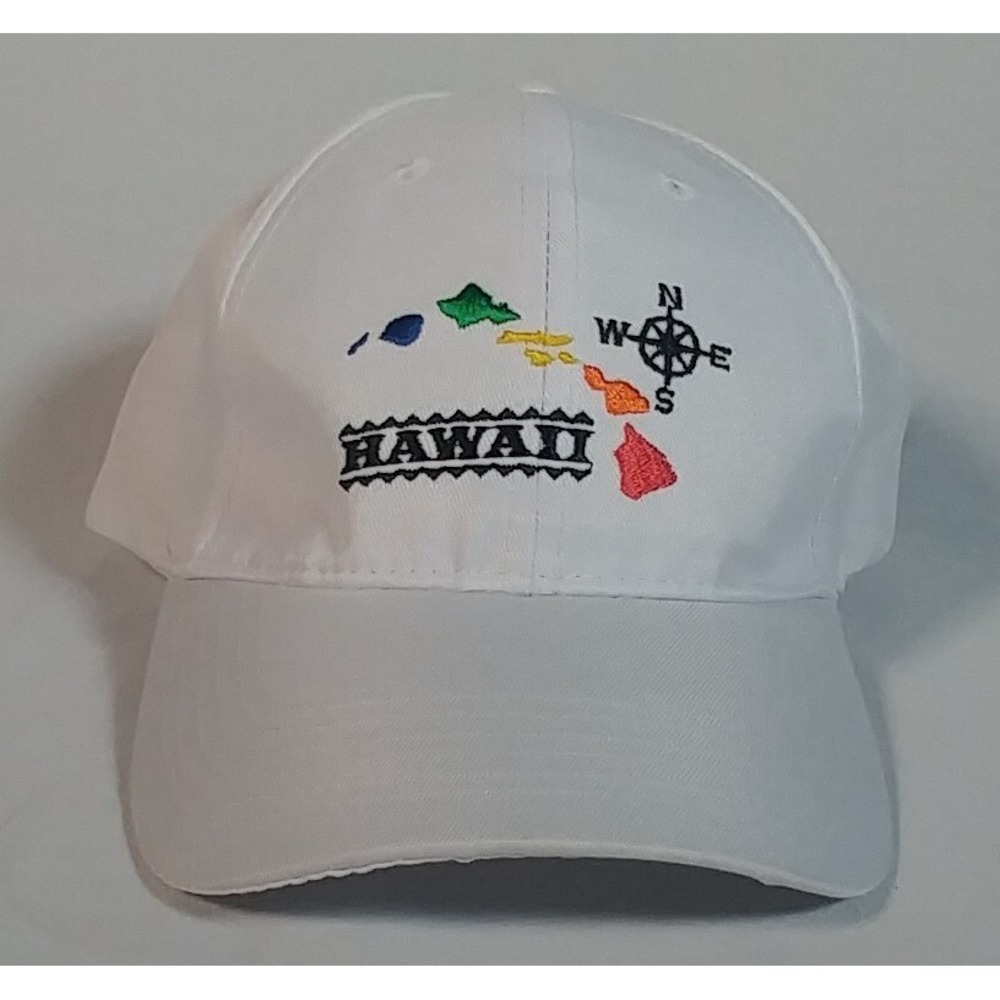Surfware White Hawaii Casual Hat Cap Adult Adjustable Strapback Dad Hat